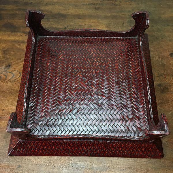 三方 脚付御膳 御膳 黒漆 杢目 時代物 木製漆器 漆器 お膳 高脚