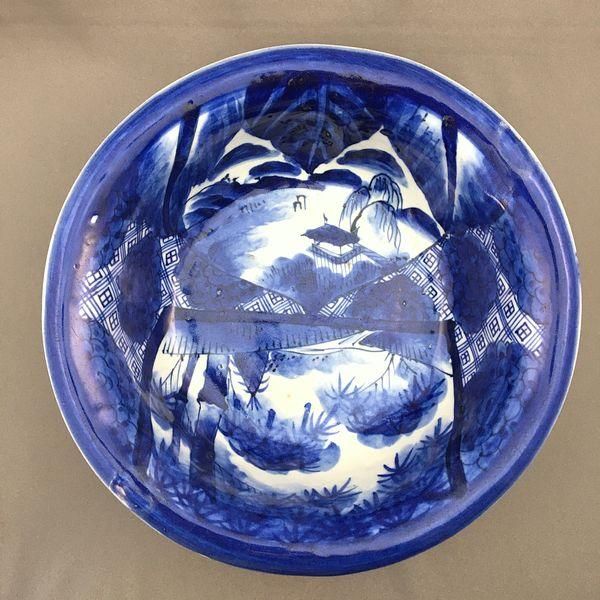 手描き染付中鉢(東屋山水)｜直径23.5 高さ8.5｜日常使いの和食器