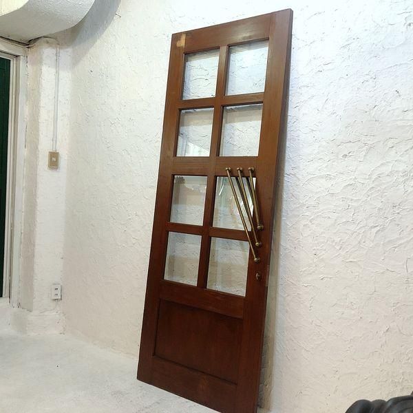 フランスアンティークガラス窓入り木製ドア/扉/間仕切り/衝立(85-132)