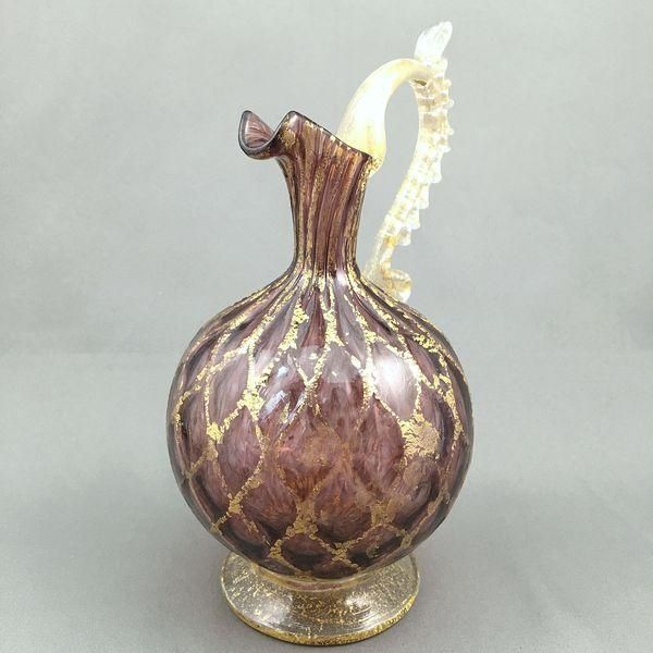 ガラス工芸品】美しいベネチアンガラス花瓶 1880年代 イタリア
