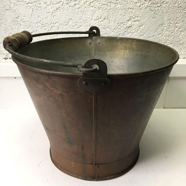 銅バケツ 直径32×高24.5 存在感ある装飾に