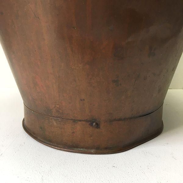 昭和初期　銅製　バケツ　口径約34cm・高さ約27cm・重量約1.67kg 銅バケツ 直径32×高24.5 存在感ある装飾に