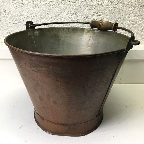 銅製ハンマードバケツ 銅バケツ 直径32×高24.5 存在感ある装飾に