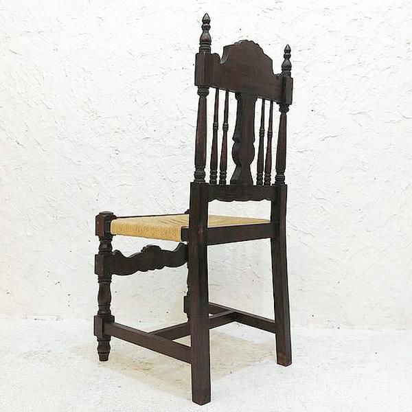 インド　飾り　背もたれ付き　縄編み　座面椅 インド飾り背もたれ付き縄編み座面椅