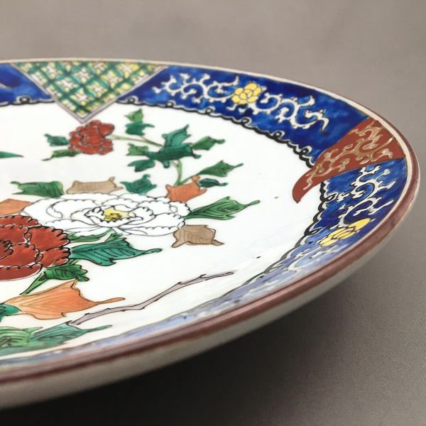 【新品未使用】夢関 大皿 直径31cm 京牡丹 牡丹 和陶 陶器 絵皿大皿 小皿