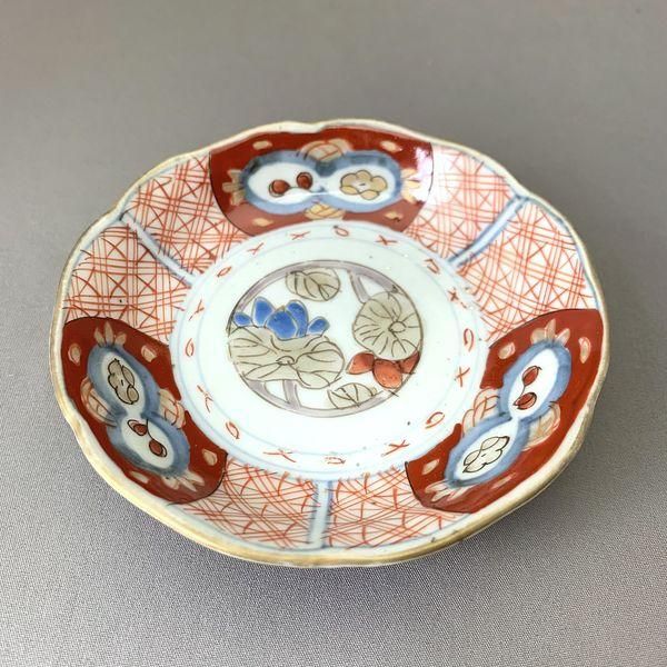 小皿　豆皿　変形皿　扇皿　江戸　海中図　色絵付　窯傷 小皿 豆皿 変形皿 扇皿 江戸 海中図 色絵付 窯傷