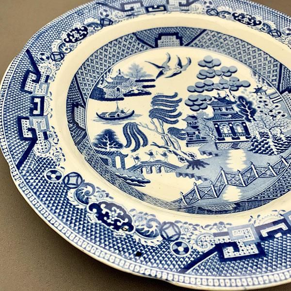 ブルーアンドホワイトウィローパターン深皿｜直径26 高さ4