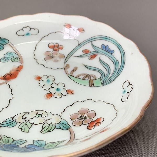 明治大正昭和初期の色絵小皿(丸絞)｜直径11 高さ3｜手描きの繊細