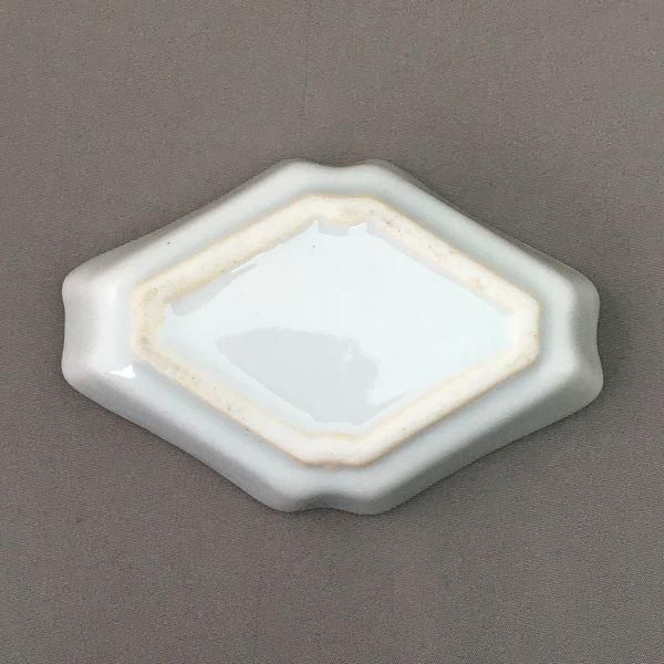 骨董　変形皿　向付　陶器　色絵皿　菱形　宝珠づくし　５枚　アンティーク 古伊万里◇菱形皿 / 小鳥 /5枚◇染錦 色絵 金襴手 金彩 菱形