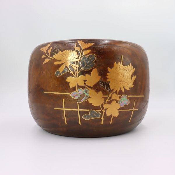 蒔絵桐火鉢(螺鈿に一部欠けあり) - 京都の骨董・アンティーク 