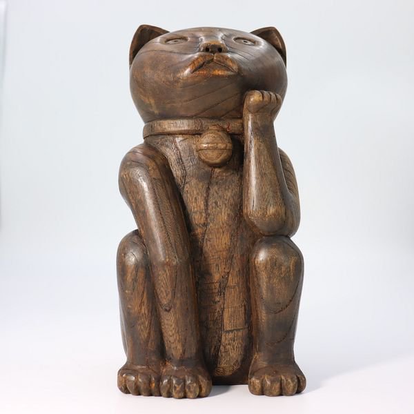 木彫り置物(猫) - 骨董・アンティーク・ヴィンテージの家具・食器 