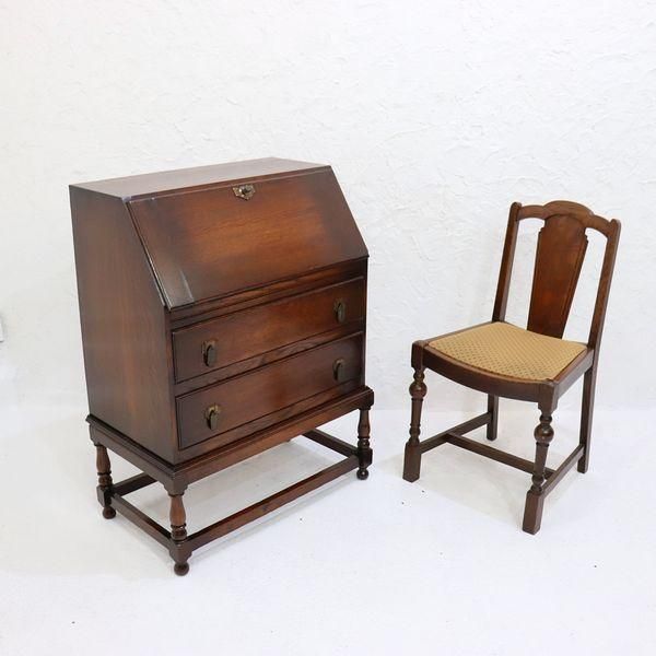 オーク材 ライティングビューロー ライティング オーク材 ビューロ 机 完成品 木製 レトロ