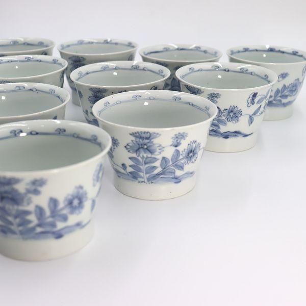 手描染付そば猪口（花・蝙蝠） - ブルーパロット｜京都の