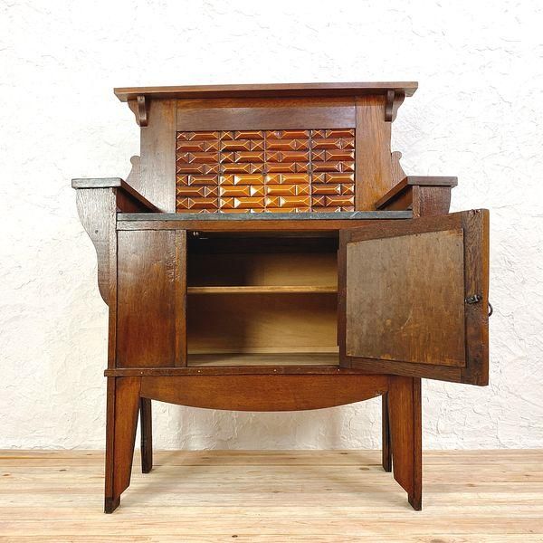 キャビネット オーク 大理石 天板 幅100.5cm