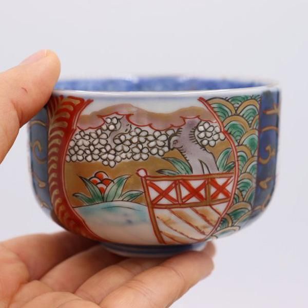 アンティーク和食器｜直径8.5 高さ5.5｜手描き赤絵鈴茶碗