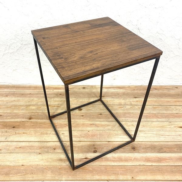 日本製インダストリアルデザインシンプル鉄脚サイドテーブル