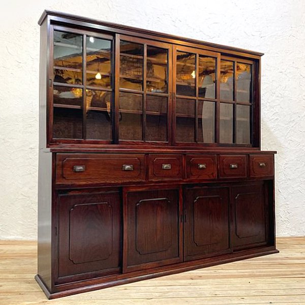 古道具《antique shelf》漆塗り　食器棚　本棚　時代箪笥