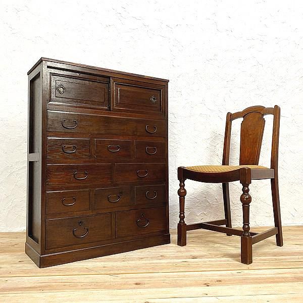 アンティーク 和箪笥 ヴィンテージ 内桐和箪笥 大正昭和期のシンプルな衣装箪笥