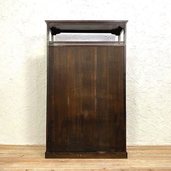 アンティーク ナラ 無垢材 ガラス開き 書棚 古家具 剥離 レトロ アンティーク ナラ材 2段重ね ガラス戸棚 | REFACTORY antiques