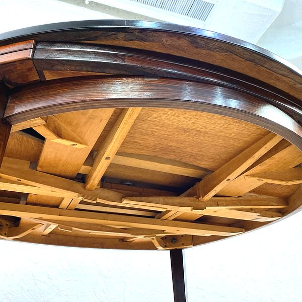 上品なアールデコ調拡張式ローズウッド丸ダイニングテーブル - 骨董 