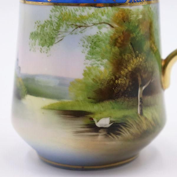 オールドノリタケ　陶器製 水差し 手描き風景画 オールドノリタケ 陶器製 水差し 手描き風景画（清水多嘉示）