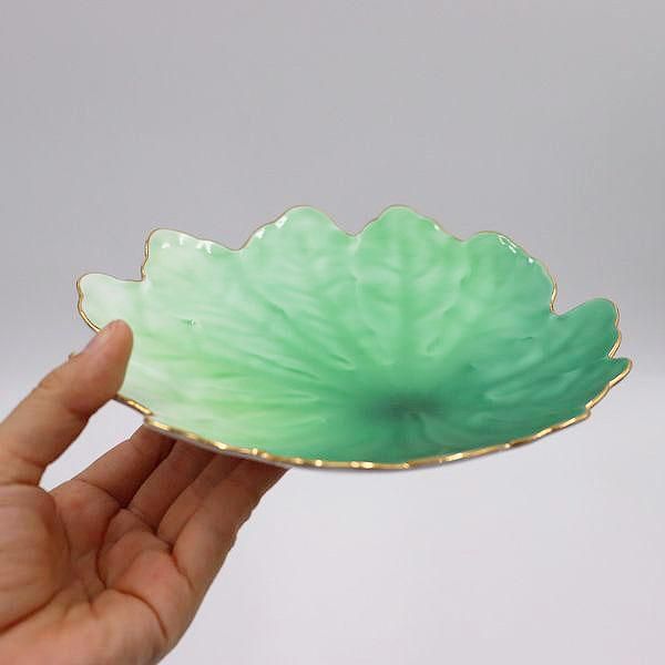 オールドノリタケ葉っぱ皿｜グリーン｜幅19奥行18高2.5