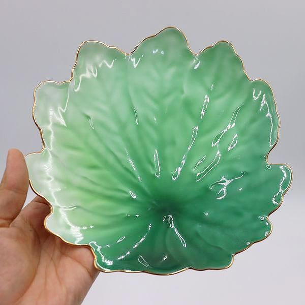 オールドノリタケ葉っぱ皿｜グリーン｜幅19奥行18高2.5