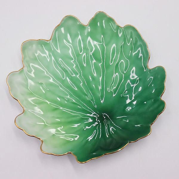 オールドノリタケ　デコレディ　グリーンアイ　飾皿　プレート オールドノリタケ葉っぱ皿｜グリーン｜幅19奥行18高2.5
