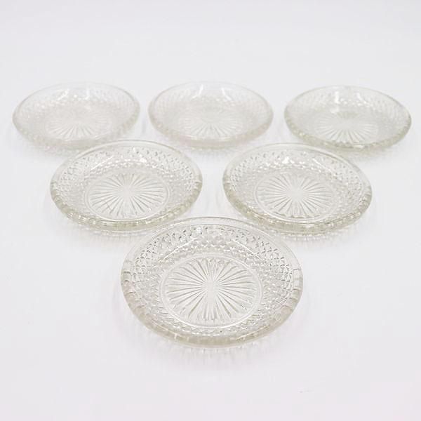 大正戦前　プレスガラス 皿 豆皿 プレート 菓子皿 骨董和ガラス古ガラスウラン 大正戦前 プレスガラス 皿 豆皿 プレート 菓子皿 骨董和ガラス古
