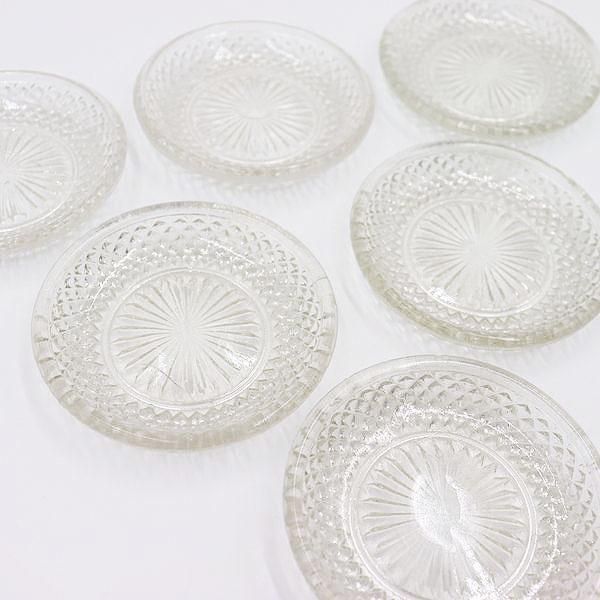 プレスガラスレース皿　明治 大正 プレスウランガラス皿 5枚セット プレスガラスレース皿 明治 大正 プレスウランガラス皿 5枚セット