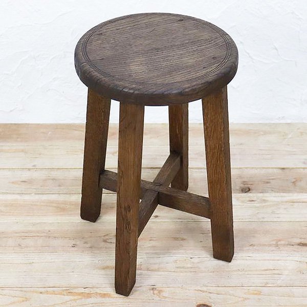 古家具アンティーク◾️鉄製アイアンベース 三つ脚スツール/丸椅子-