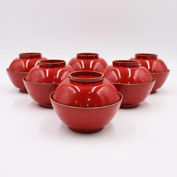 輪島塗朱塗り金縁吸物椀 大正時代アンティーク