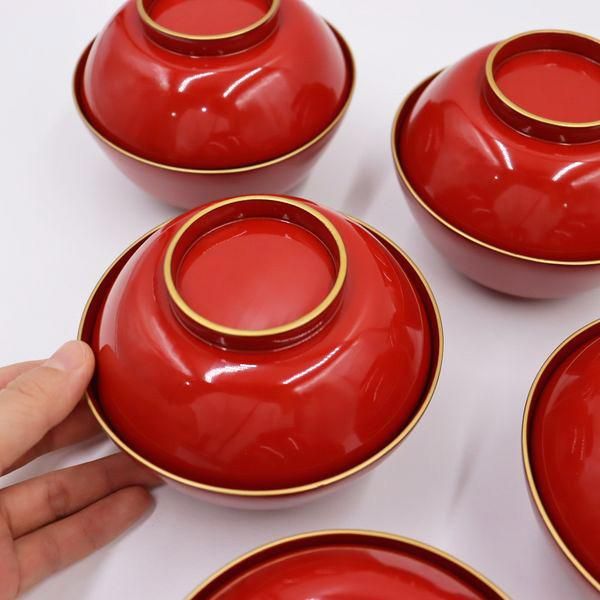 輪島塗朱塗り金縁吸物椀 大正時代アンティーク