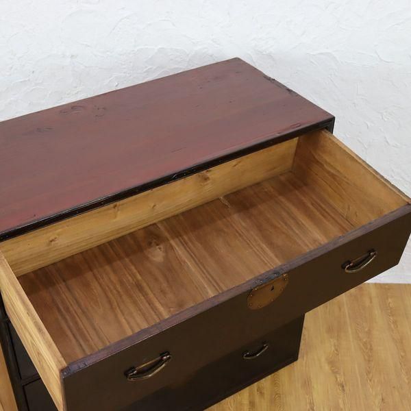 落ち着いた朱色の三尺和箪笥｜引出し4杯 幅90cm
