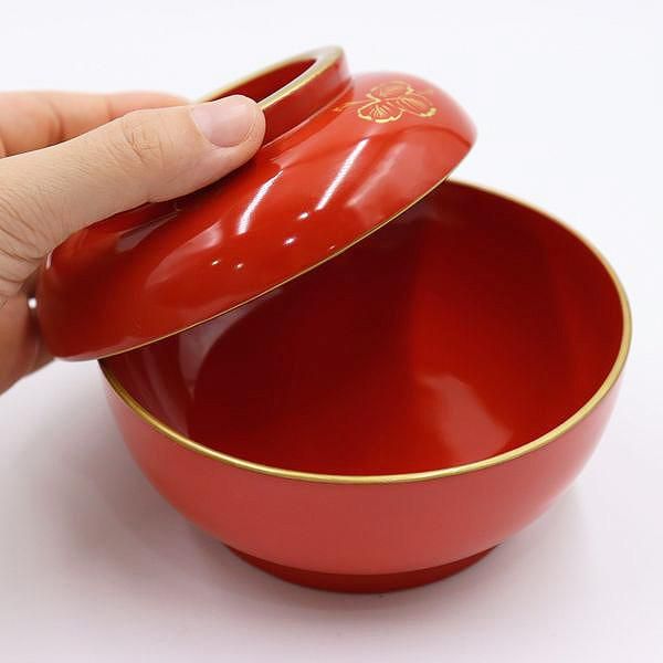 朱漆塗 見返し 総沈金 菊花紋詰 蓋付き 菓子椀 吸物椀 懐石椀 1客① 大正時代朱塗金縁菊模様煮物椀菓子椀洗朱色沈金アンティーク