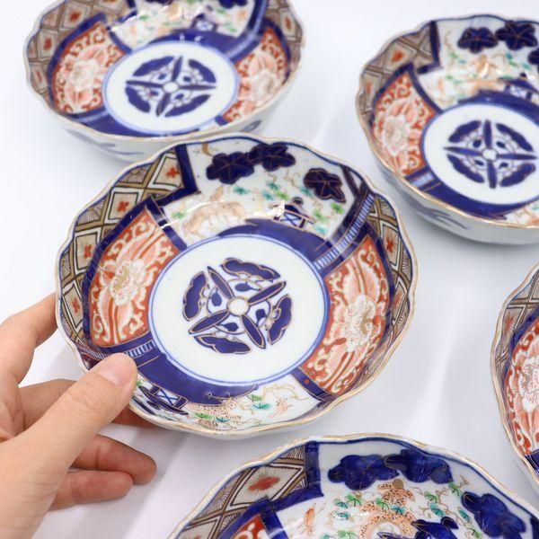 正規品販売！ 手描き赤絵伊万里なます皿｜直径15.5 高さ5｜アンティーク美品 工芸品