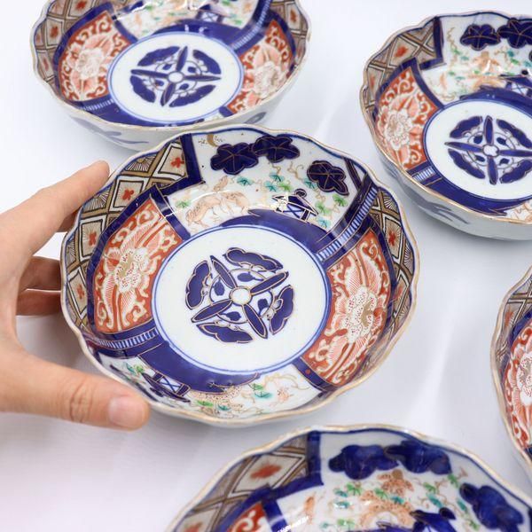 手描き赤絵伊万里なます皿｜直径15.5 高さ5｜アンティーク美品