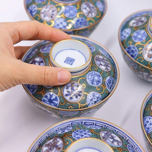 アンティーク 九谷焼 竹に虎図 三ツ鉢 深鉢 大鉢 三重鉢 骨董