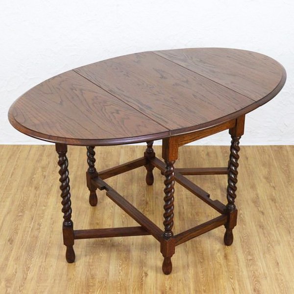 ゲートレッグテーブル バタフライテーブル ツイストレッグ アンティーク オーク材 伸長式 木製テーブル コンパクトテーブル 折りたたみ式テーブル