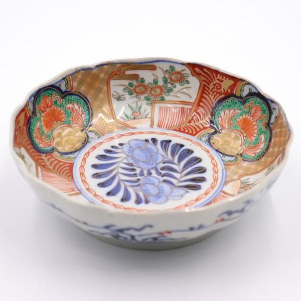 明治時代 伊万里 赤絵 金蘭手 なます皿|直径15 高さ5|アンティーク食器