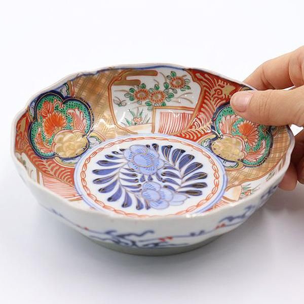 明治時代 伊万里 赤絵 金蘭手 なます皿|直径15 高さ5|アンティーク食器