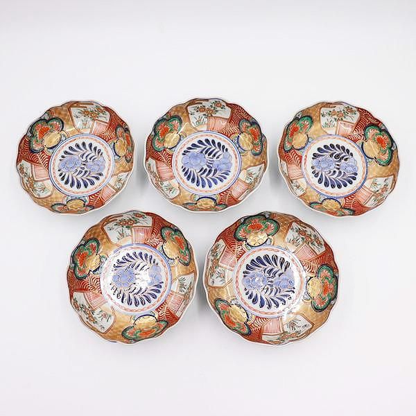 明治時代 伊万里 赤絵 金蘭手 なます皿|直径15 高さ5|アンティーク食器