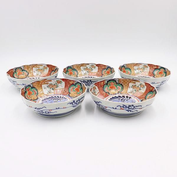 明治時代 伊万里 赤絵 金蘭手 なます皿|直径15 高さ5|アンティーク食器