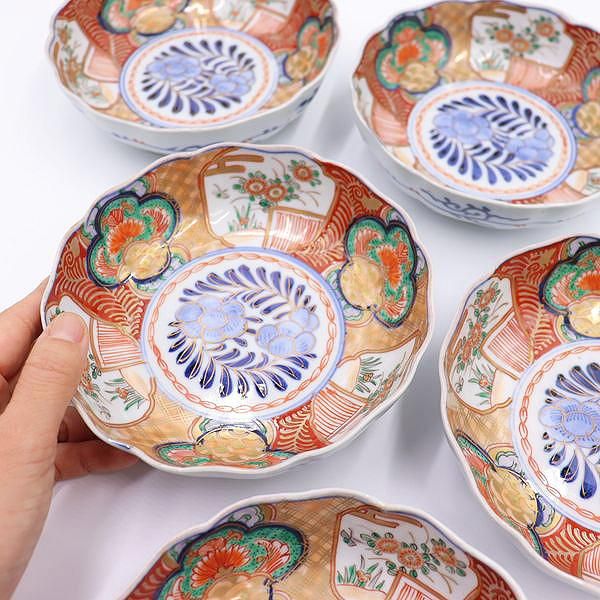 明治時代 伊万里 赤絵 金蘭手 なます皿|直径15 高さ5|アンティーク食器