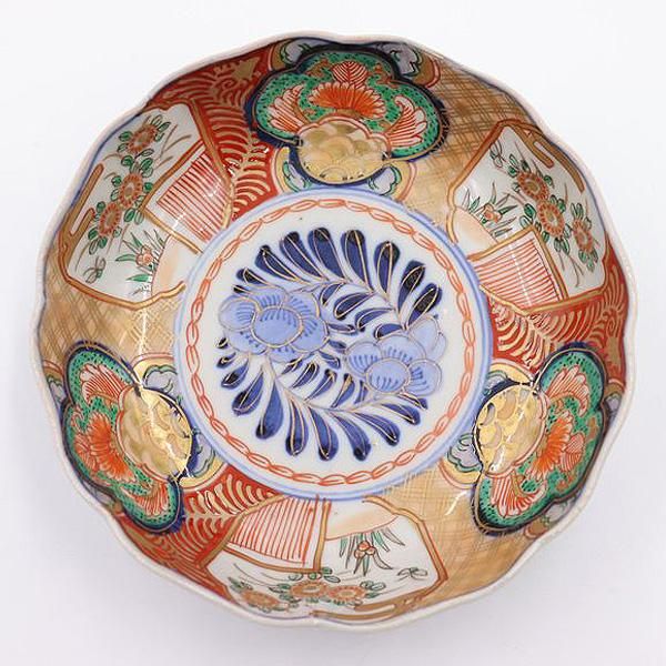 明治時代 伊万里 赤絵 金蘭手 なます皿|直径15 高さ5|アンティーク食器