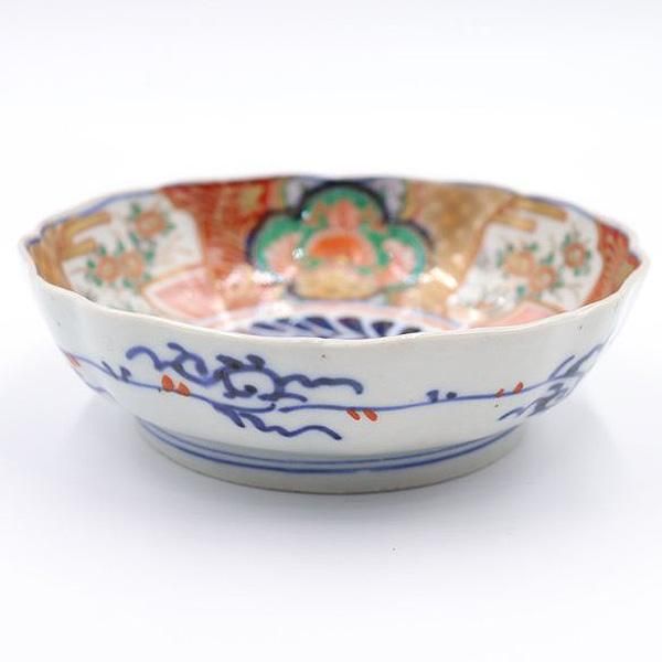 明治時代 伊万里 赤絵 金蘭手 なます皿|直径15 高さ5|アンティーク食器