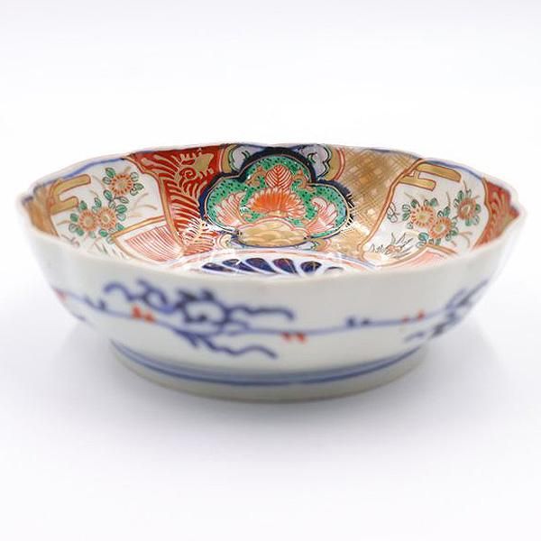 明治時代 伊万里 赤絵 金蘭手 なます皿|直径15 高さ5|アンティーク食器