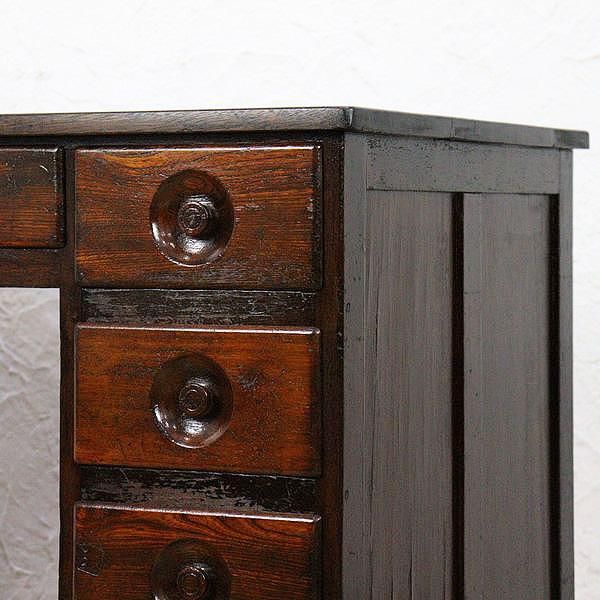 昭和初期のアンティークデスク｜天然木・引き出し6杯付き