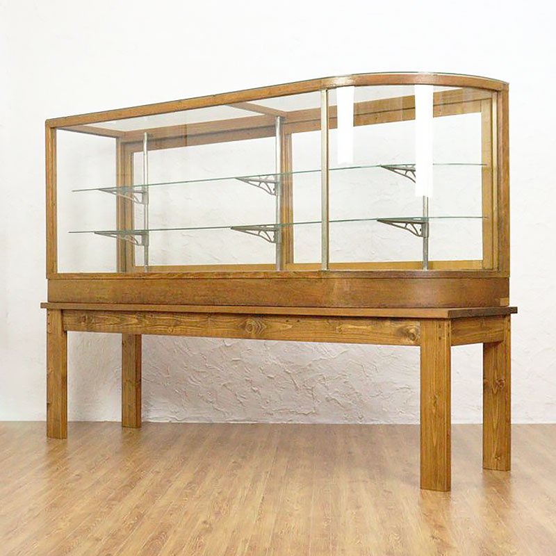 Rガラスショーケース（新調した台付き） - 京都の骨董・アンティーク 