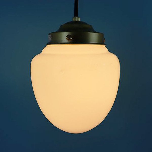たまご型 楕円 電笠 電傘 ランプシェード アンティーク照明 ガラス 乳白 シンプル 和電笠